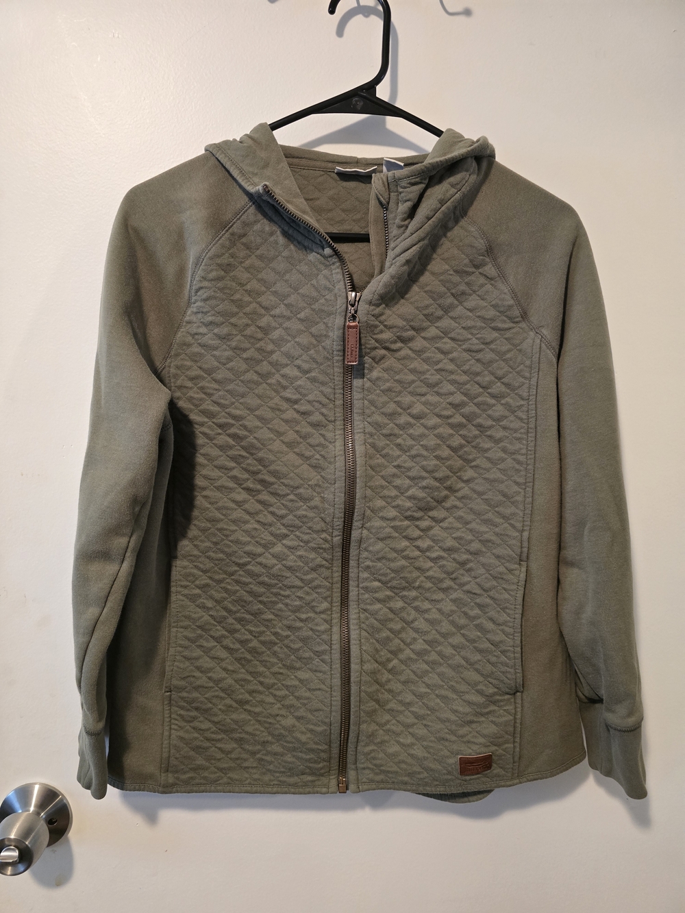 LL Bean Quilted Hooded Full-Zip - Olive Green